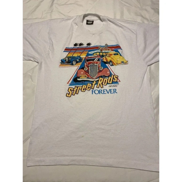 VINTAGE 1986 STREET RODS FOREVER JOHNNY’S MEN SHIRT SIZE LARGE PERFECT CONDITION - Picture 1 of 11